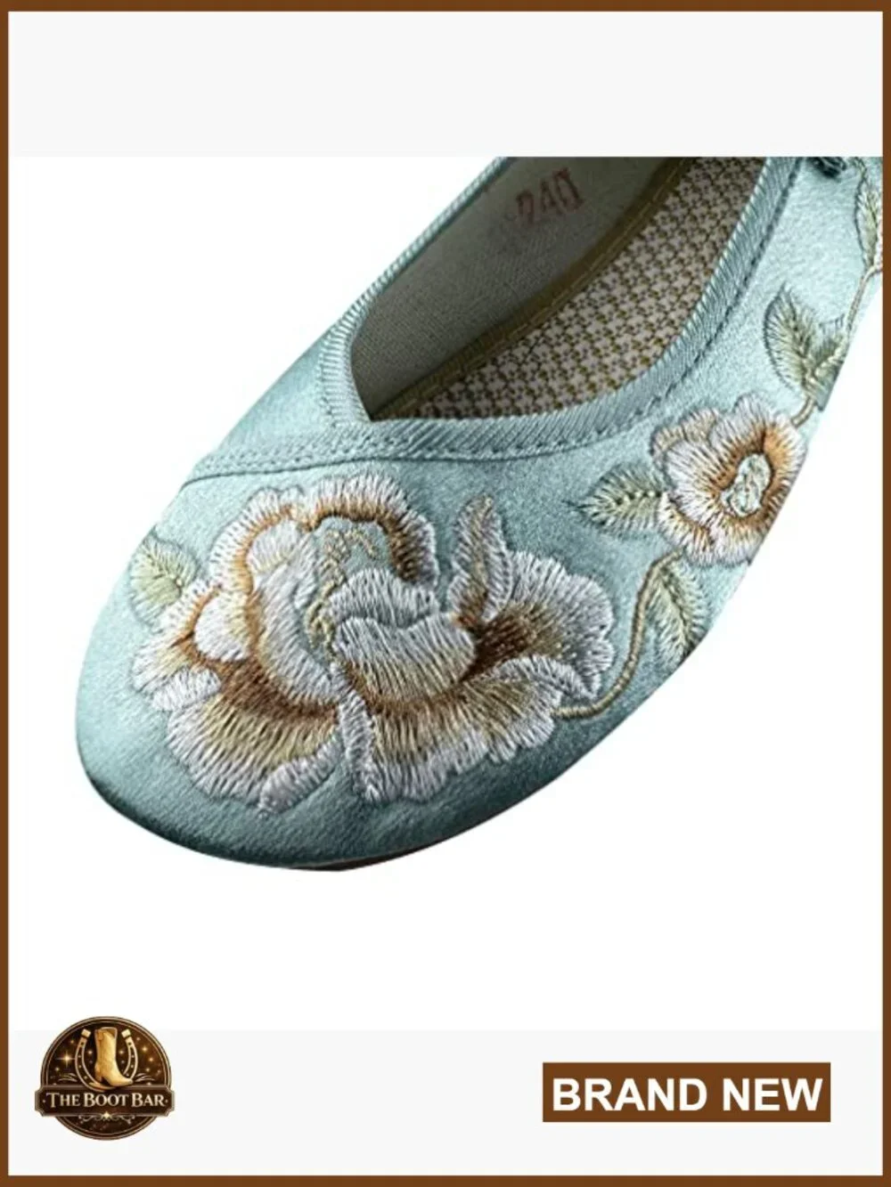 Embroidered Ballet Flats Round Toe Mary Jane Slip On Shoes